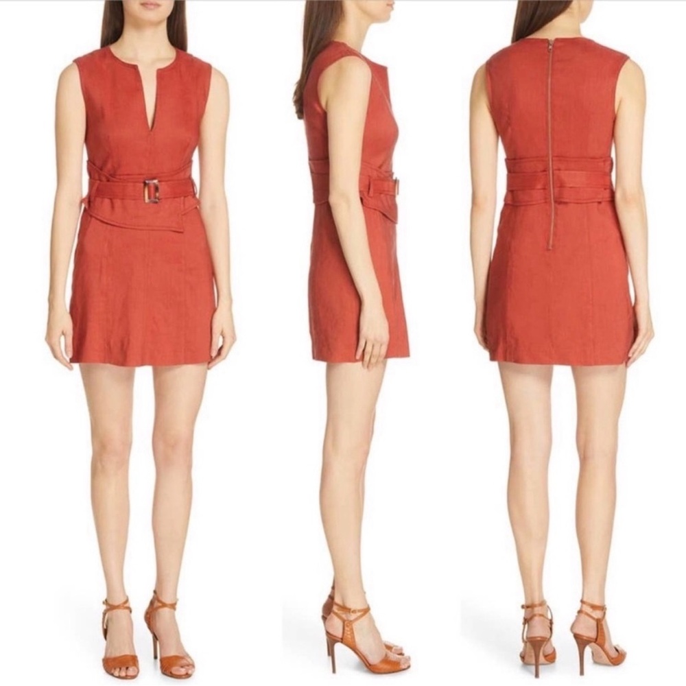 Veronica Beard Sadira Linen Clay Dress